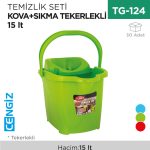 TEMİZLİK SETİ KOVA+SIKMA TEKERLEKLİ 15 LT ORJ. (UP 605)