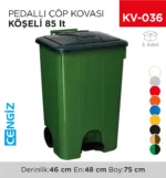 PEDALLI ÇÖP KOVASI KÖŞELİ 85 LT (4265)