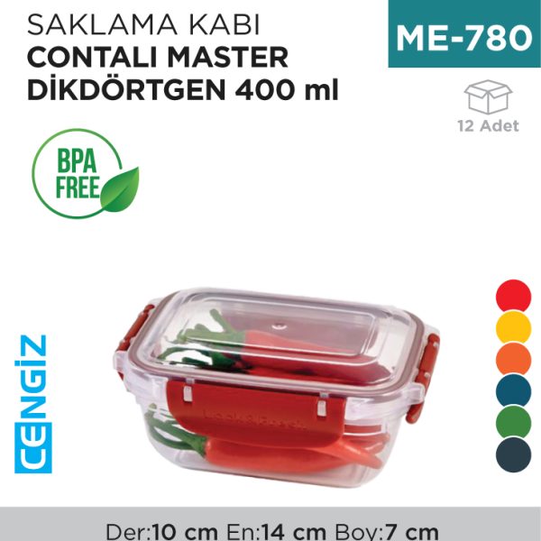 SAKLAMA KABI CONTALI  MASTER DİKDÖRTGEN 400 ML(30811)