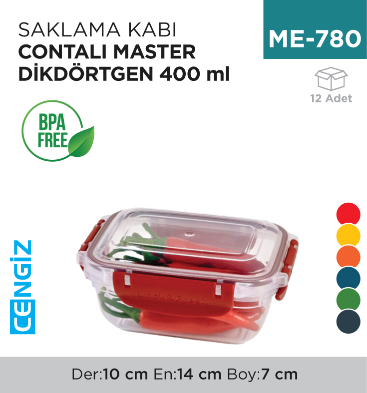 SAKLAMA KABI CONTALI  MASTER DİKDÖRTGEN 400 ML(30811)