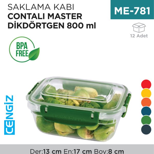 SAKLAMA KABI CONTALI  MASTER DİKDÖRTGEN  800 ML(30812)