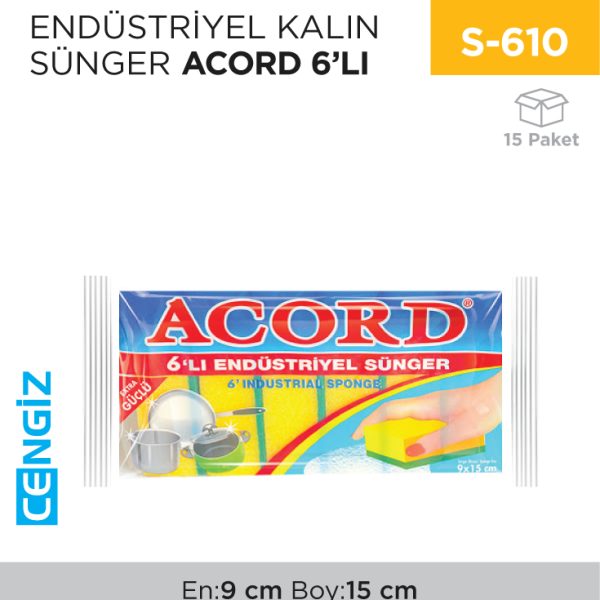 ENDÜSTRİYEL KALIN SÜNGER ACORD 6LI (480)