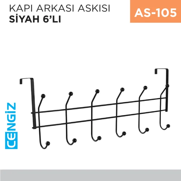 KAPI ARKASI ASKISI SİYAH 6LI