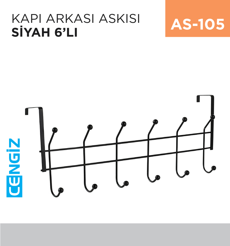 KAPI ARKASI ASKISI SİYAH 6LI KAPI ARKASI ASKISI SİYAH 6LI