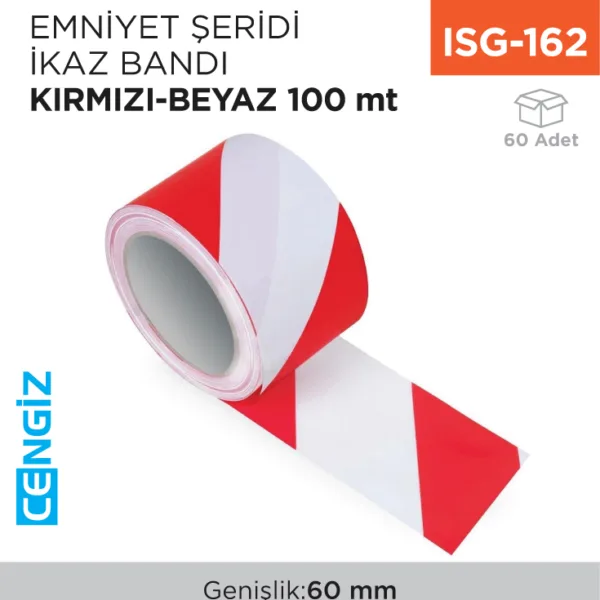 +EMNİYET ŞERİDİ İKAZ BANDI KIRMIZI-BEYAZ 60 MM*100 MT