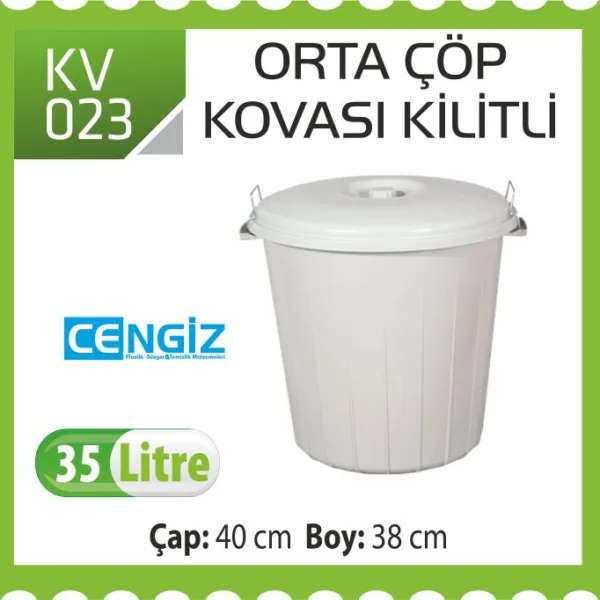 ORTA ÇÖP KOVASI KAPAKLI KİLİTL 35 LT İ(UP 110)