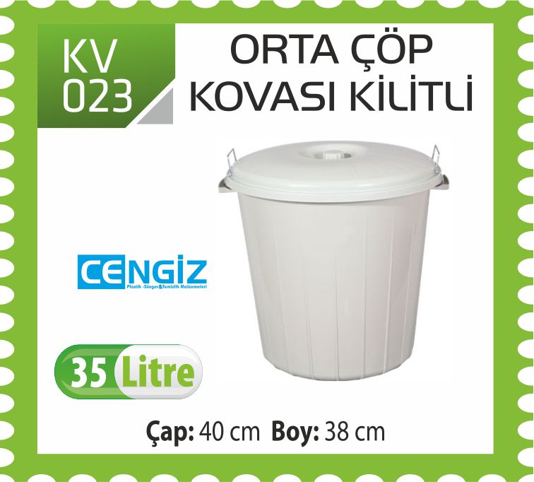 ORTA ÇÖP KOVASI KAPAKLI KİLİTL 35 LT İ(UP 110) ORTA ÇÖP KOVASI KAPAKLI KİLİTL 35 LT İ(UP 110)