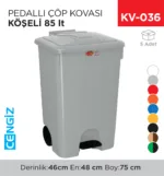 PEDALLI ÇÖP KOVASI KÖŞELİ 85 LT (4265)