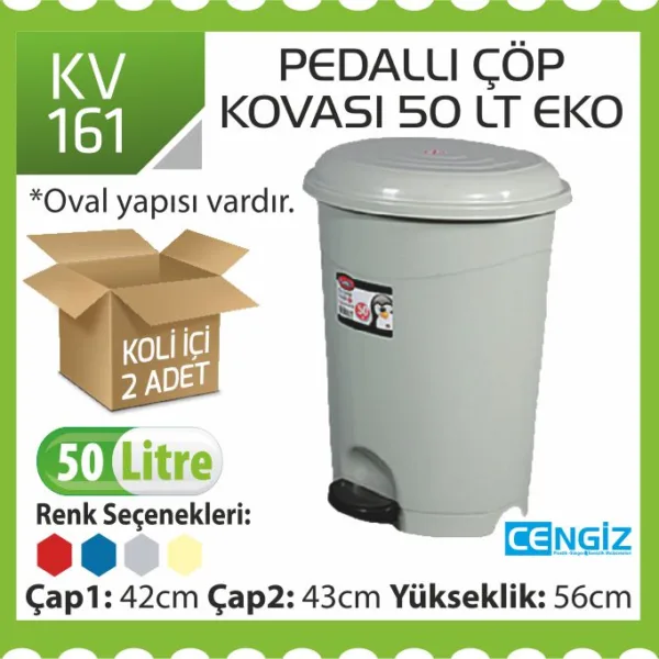 PEDALLI ÇÖP KOVASI NO:5 (50 LT) EKO (UP 130)