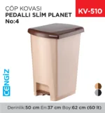 PEDALLI SLİM ÇÖP KOVASI PLANET NO:4 (60 LT)(UP403)