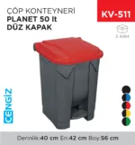 ÇÖP KONTEYNERİ PLANET 50 LT DÜZ KAPAK (UP226F)