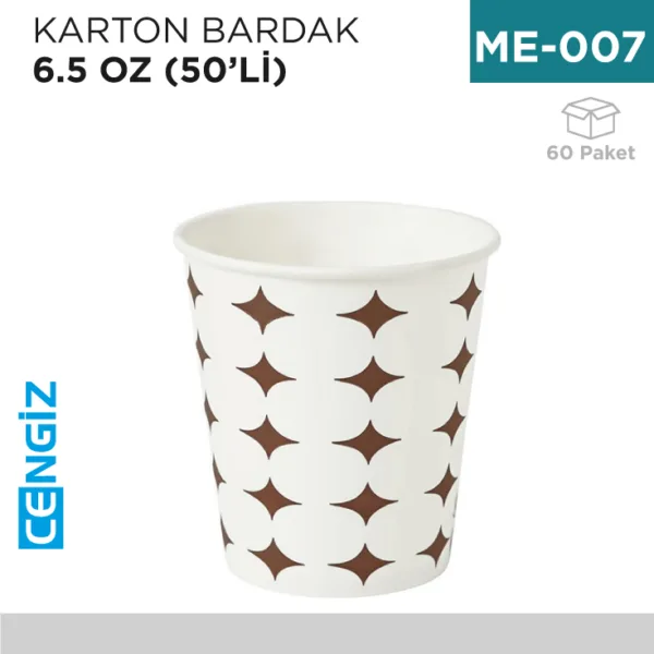 KARTON BARDAK 6.5 OZ (50Lİ)