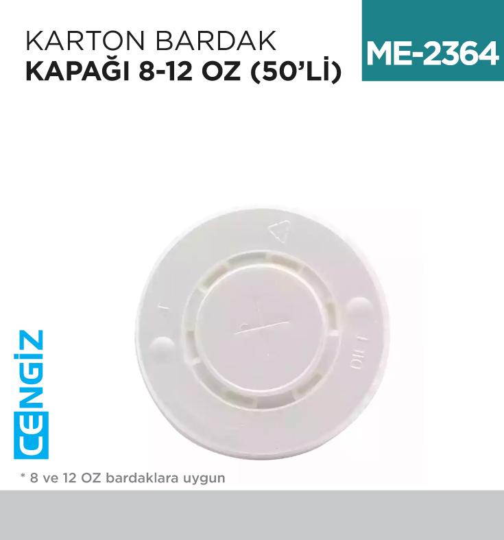 KARTON BARDAK 8 OZ KAPAĞI 100 LÜ