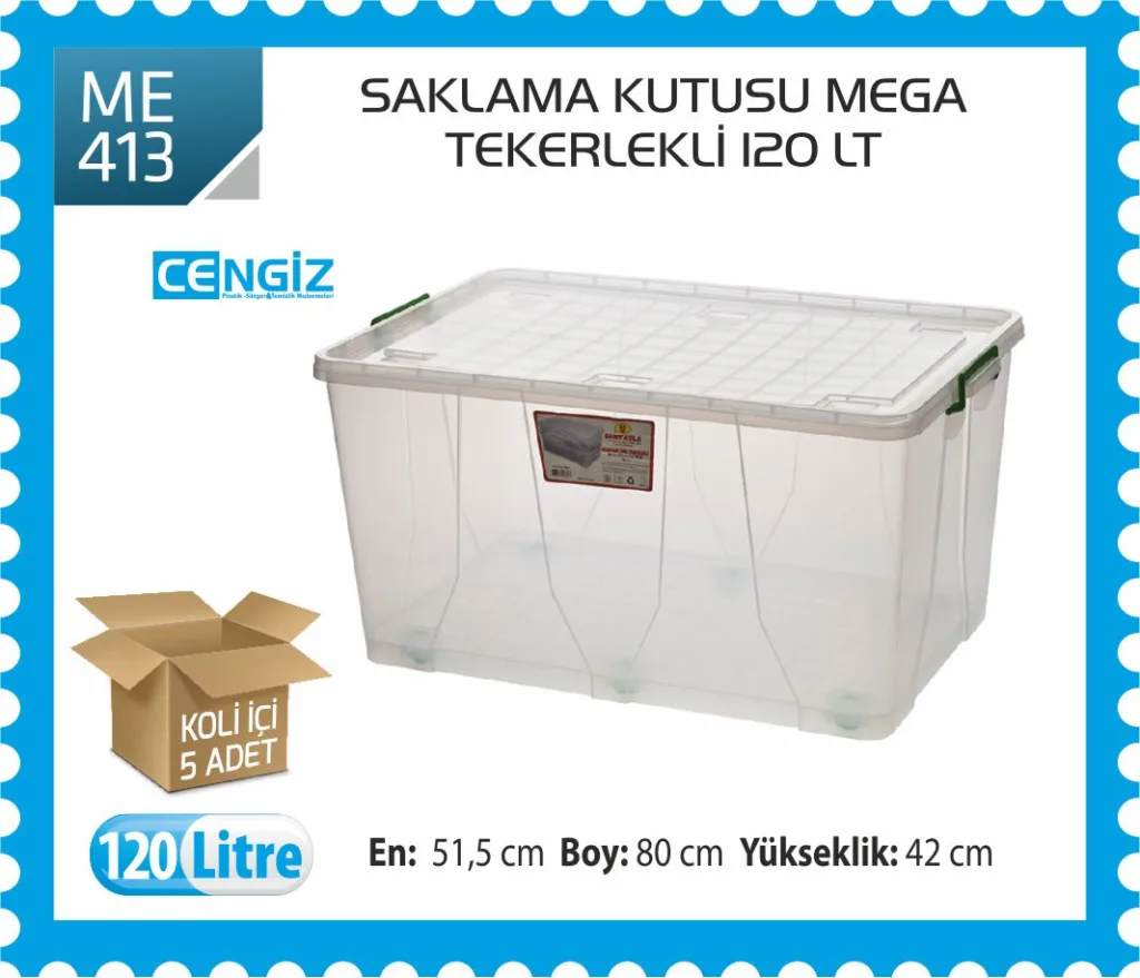 SAKLAMA KUTUSU MEGA TEKERLİ 120 LT (2626)