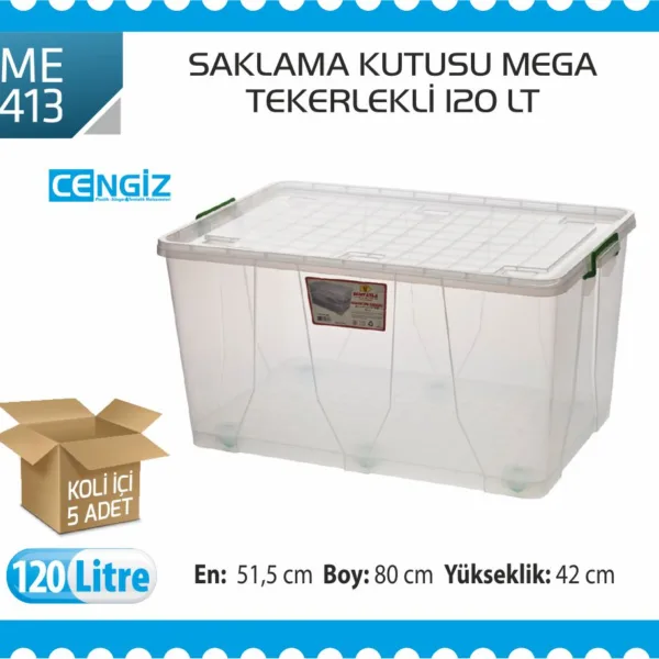SAKLAMA KUTUSU MEGA TEKERLİ 120 LT (2626)