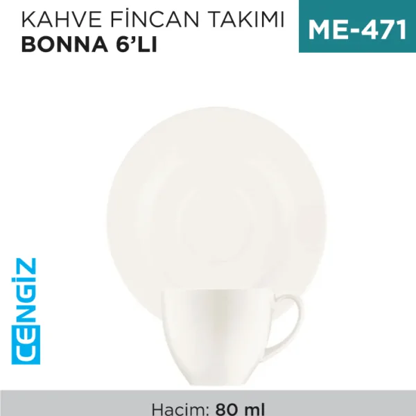 +KAHVE FİNCANI TAKIM BONNA 6LI