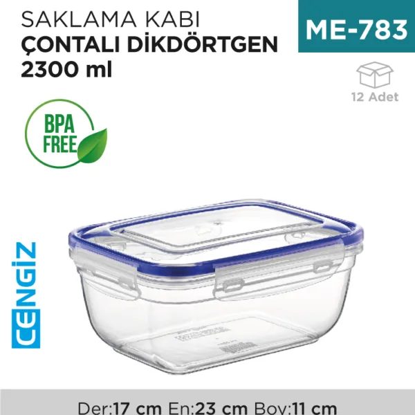CONTALI DİKDÖRTGEN SAKLAMA KABI 2300 ML(30814)