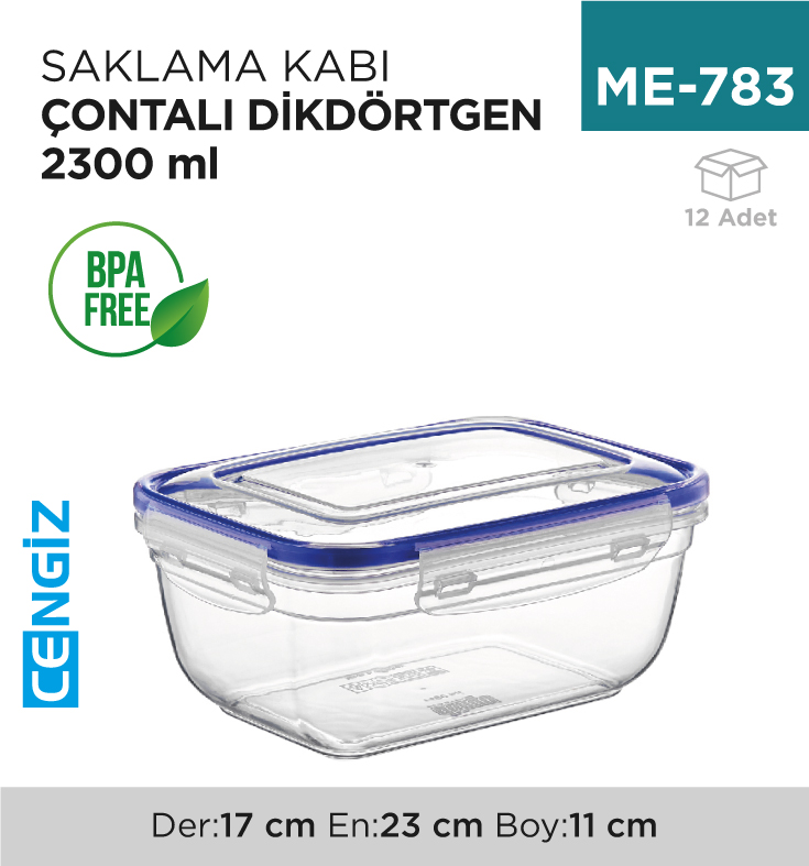 CONTALI DİKDÖRTGEN SAKLAMA KABI 2300 ML(30814) CONTALI DİKDÖRTGEN SAKLAMA KABI 2300 ML(30814)