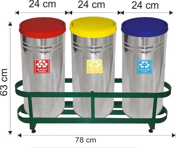 GERİ DÖNÜŞÜM ÇÖP KOVASI 3LÜ (1850)