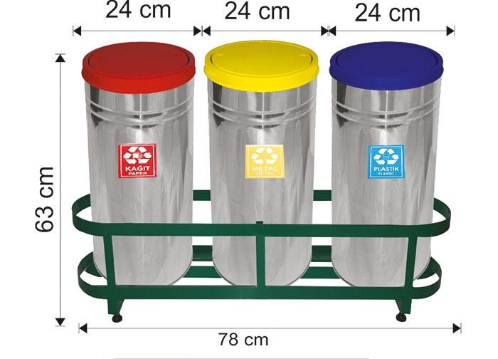 GERİ DÖNÜŞÜM ÇÖP KOVASI 3LÜ (1850) GERİ DÖNÜŞÜM ÇÖP KOVASI 3LÜ (1850)