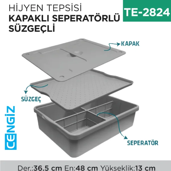+HİJYEN TEPSİSİ KAPAKLI SEPERATÖRLÜ SÜZGEÇLİ