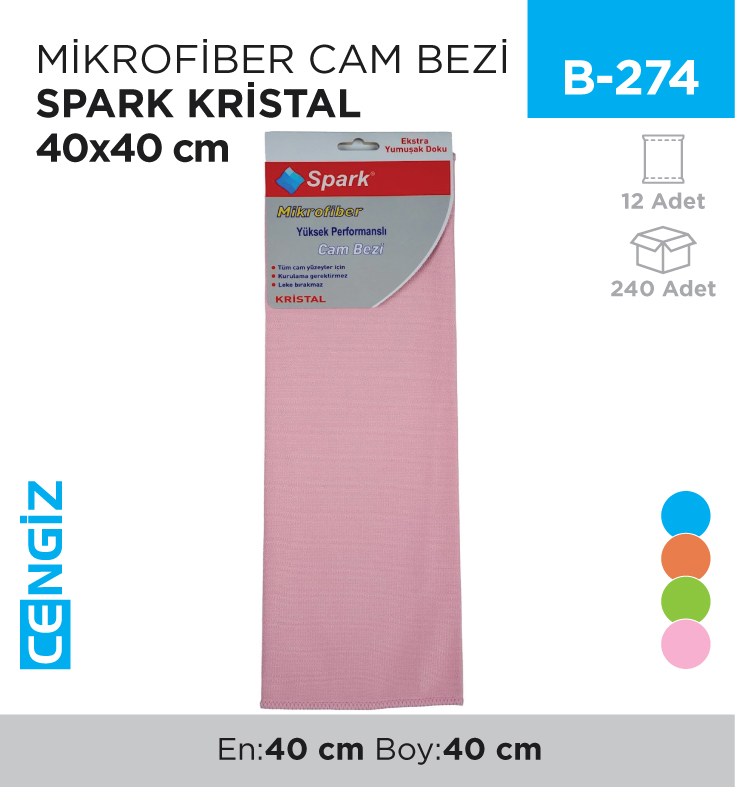 MİKROFİBER CAM BEZİ SPARK KRİSTAL 40*40 (MC5540)