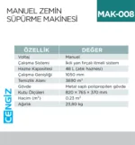 MANUEL ZEMİN SÜPÜRME MAKİNESI  (UTP709M)