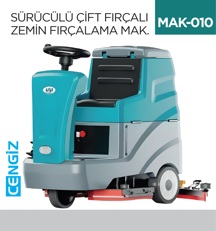 SÜRÜCÜLÜ ÇİFT FIRÇALI ZEMİN FIRÇALAMA MAKİNESI  (UTP713)