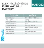 ELEKTRİKLİ SÜPÜRGE  KURU VAKUMLU MASTERY (UTP715)