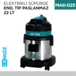 ELEKTRİKLİ SÜPÜRGE END.TİP PASLANMAZ  22 LT (UTP722C)