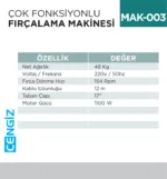 ÇOK FONKSİYONLU FIRÇALAMA MAKİNESI (UTP702E)
