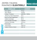 ZEMİN YIKAMA MAKİNESI ELEKTİRİKLİ (UTP703E)