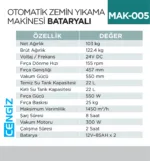 OTOMATİK ZEMİN YIKAMA MAK.BATARYALI (UTP704B)