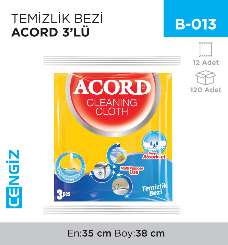 TEMİZLİK BEZİ ACORD 3LÜ (504)