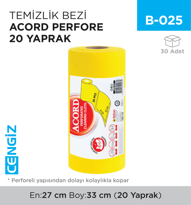 TEMİZLİK BEZİ ACORD PERFORE 20 YAPRAK (879)