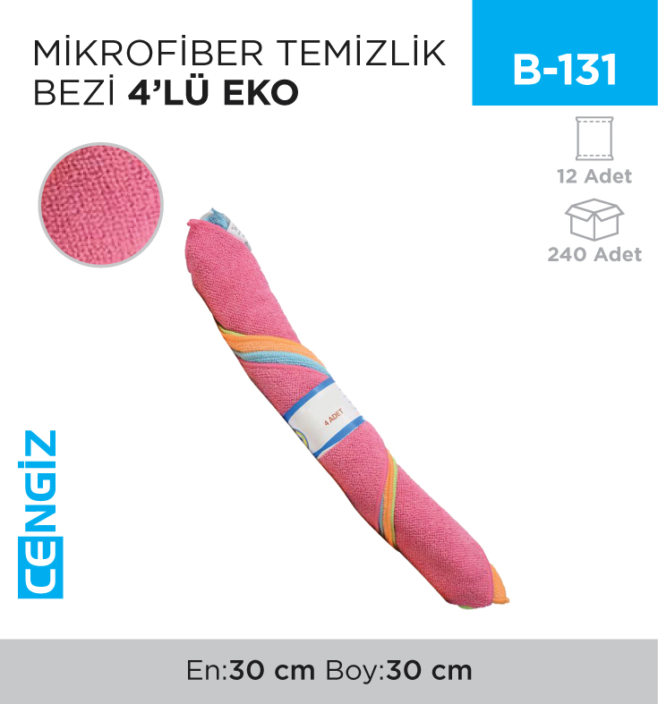 MİKROFİBER TEMİZLİK BEZİ 4LÜ EKO