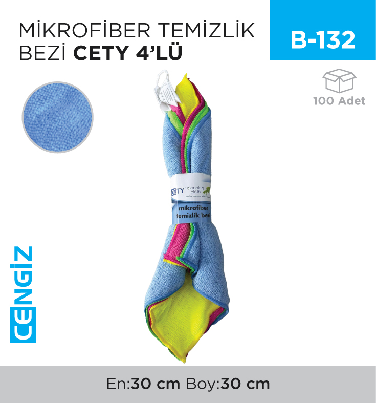 MİKROFİBER TEMİZLİK BEZİ CETY 4 LÜ (LINEX)