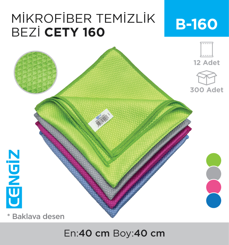MİKROFİBER TEMİZLİK BEZİ CETY 160 (LINEX BAKLAVA DESEN)