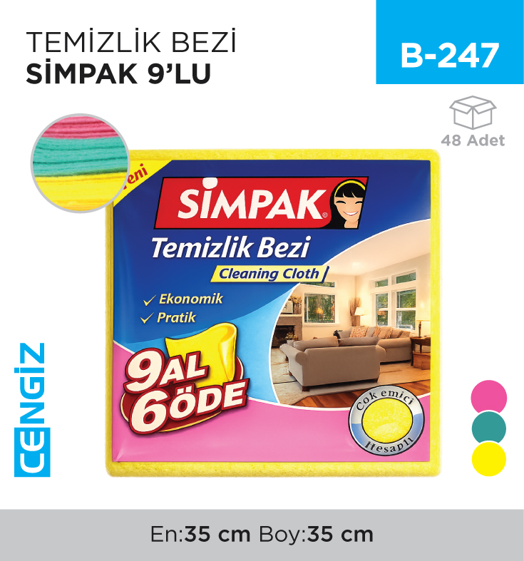 TEMİZLİK BEZİ SİMPAK 9LU (2589)