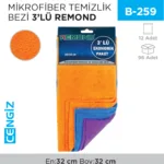 MİKROFİBER TEMİZLİK BEZİ 3LÜ REMOND (32*32) RND-23