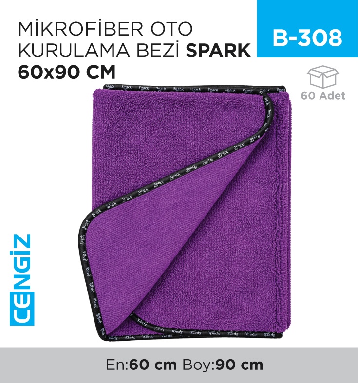 MİKROFİBER OTO KURULAMA BEZİ SPARK 60*90 (MP2317)
