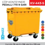 ÇÖP KONTEYNERİ PEDALLI 770 LT SARI