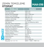 ZEMİN TEMİZLEME OTOMAT (UTP735B)