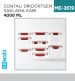 CONTALI DİKDÖRTGEN SAKLAMA KABI 4000 ML (30815)