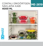 CONTALI DİKDÖRTGEN SAKLAMA KABI 4000 ML (30815)