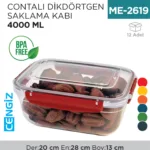 CONTALI DİKDÖRTGEN SAKLAMA KABI 4000 ML (30815)