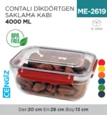 CONTALI DİKDÖRTGEN SAKLAMA KABI 4000 ML (30815)