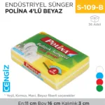ENDÜSTRİYEL SÜNGER POLİNA 4LÜ BEYAZ (2233)