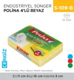 ENDÜSTRİYEL SÜNGER POLİNA 4LÜ BEYAZ (2233)