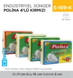 ENDÜSTRİYEL SÜNGER POLİNA 4LÜ KIRMIZI (2233)